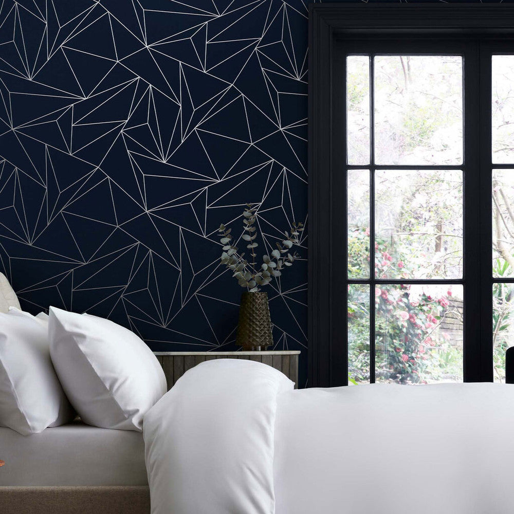 118278 - Scatter Geo Wallpaper - Navy - Next