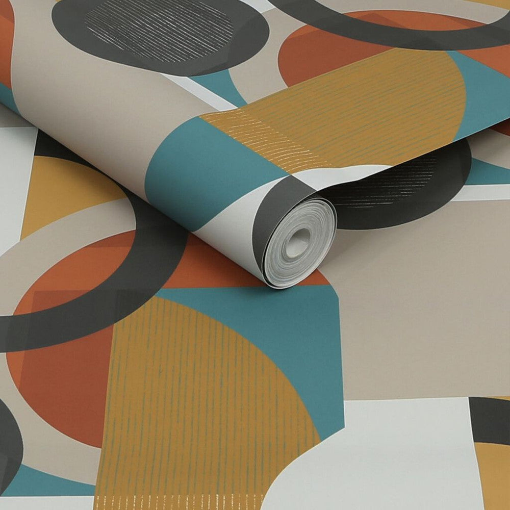 118281 - Retro Shapes Geo Wallpaper - Orange - Next