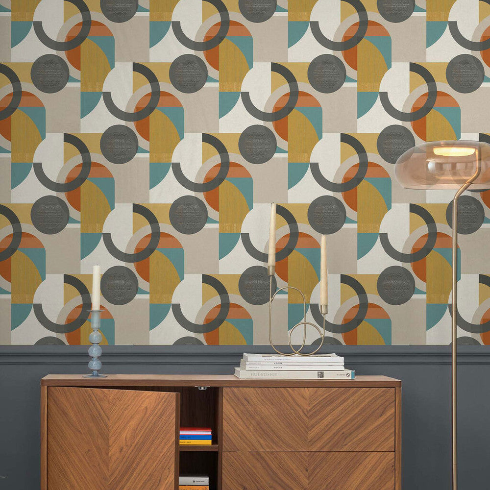 118281 - Retro Shapes Geo Wallpaper - Orange - Next