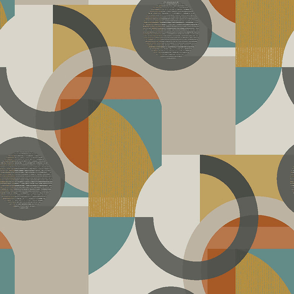 118281 - Retro Shapes Geo Wallpaper - Orange - Next