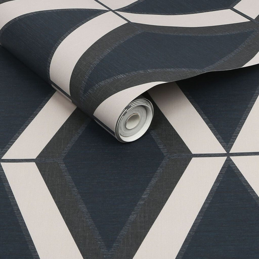 118282 - Optical Triangle Wallpaper - Navy - Next