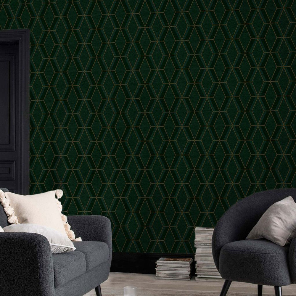 118284 - Optical Triangle Wallpaper - Green - Next