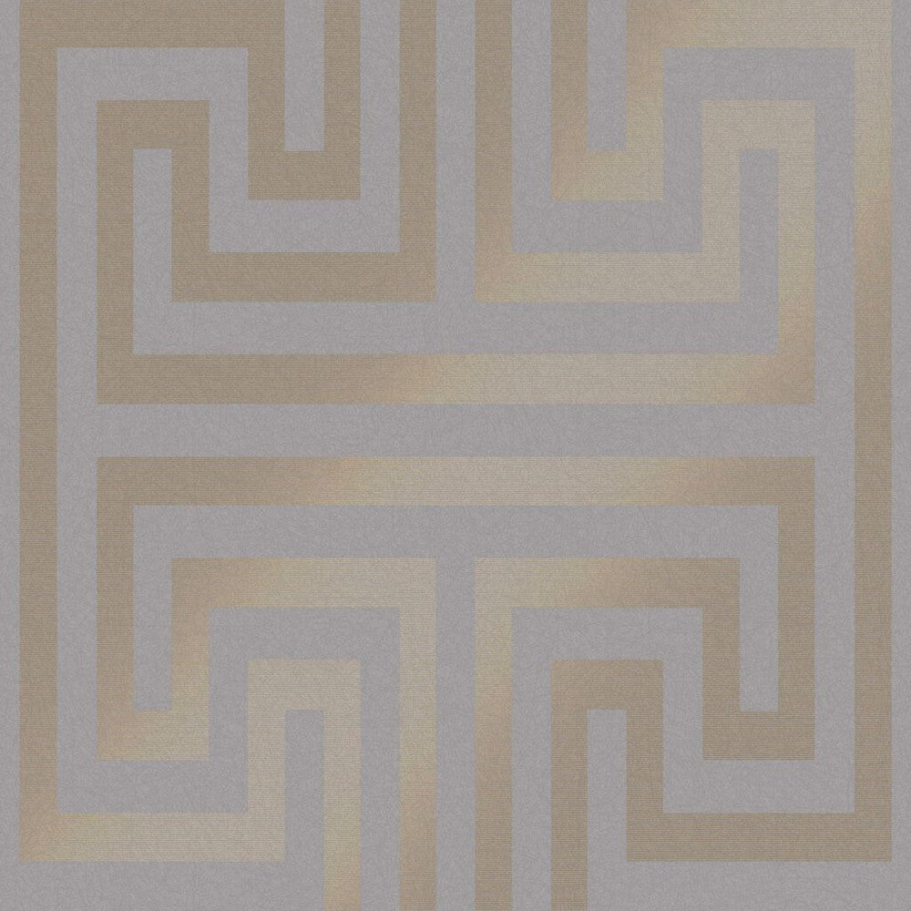 118285 - Metallic Greek Key Wallpaper - Grey - Next