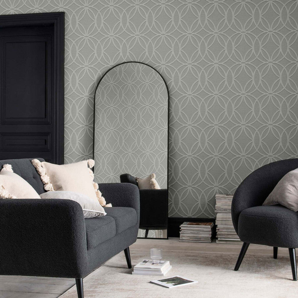 118288 - Luxe Eclipse Wallpaper - Grey - Next