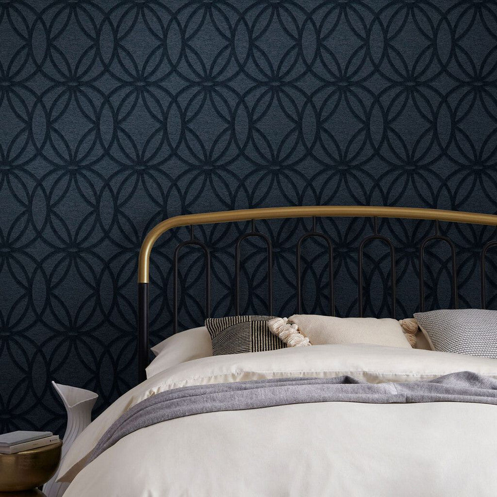 118290 - Luxe Eclipse Wallpaper - Navy - Next