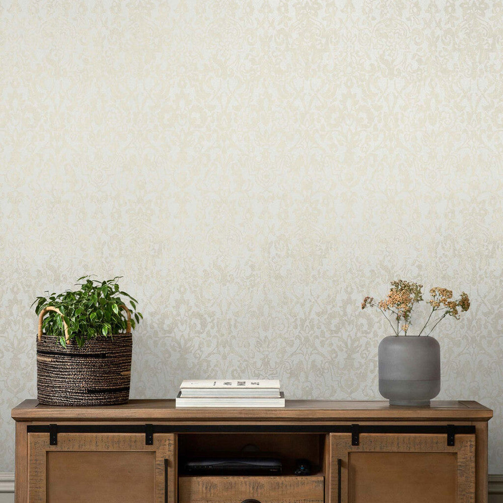 118295 - Majestic Damask Wallpaper - Neutral - Next
