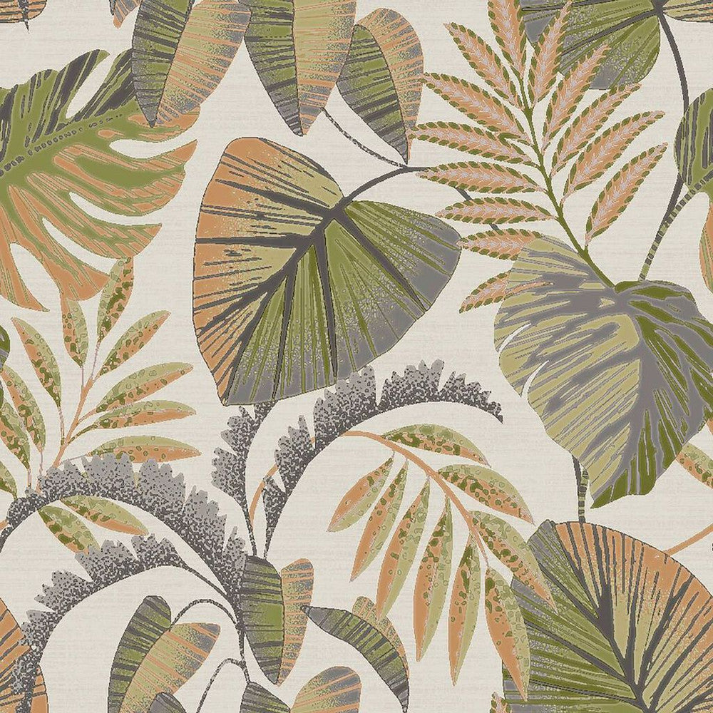 118296 - Jungle Leaves Wallpaper - Orange - Next