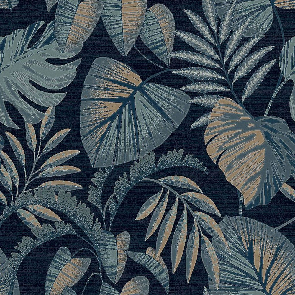118298 - Jungle Leaves Wallpaper - Navy - Next