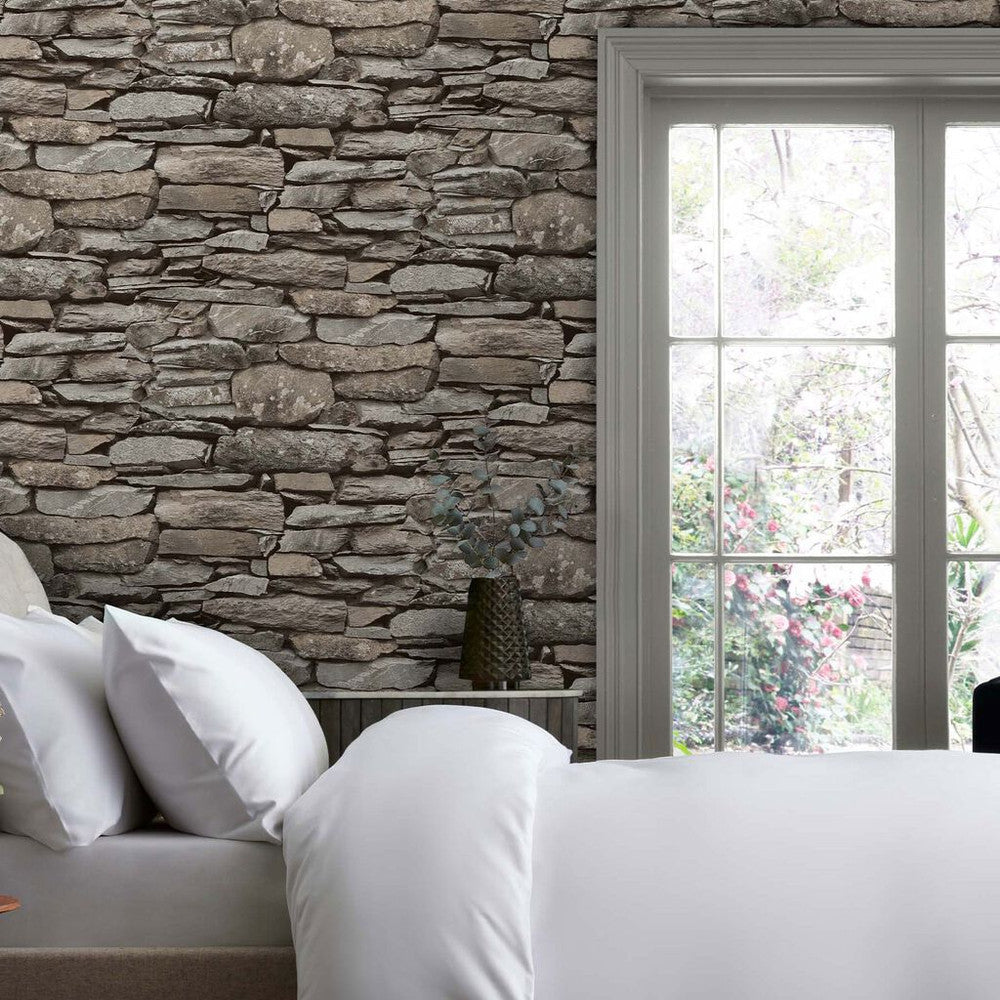 118307 - Ledgestone Wall Wallpaper - Neutral - Next