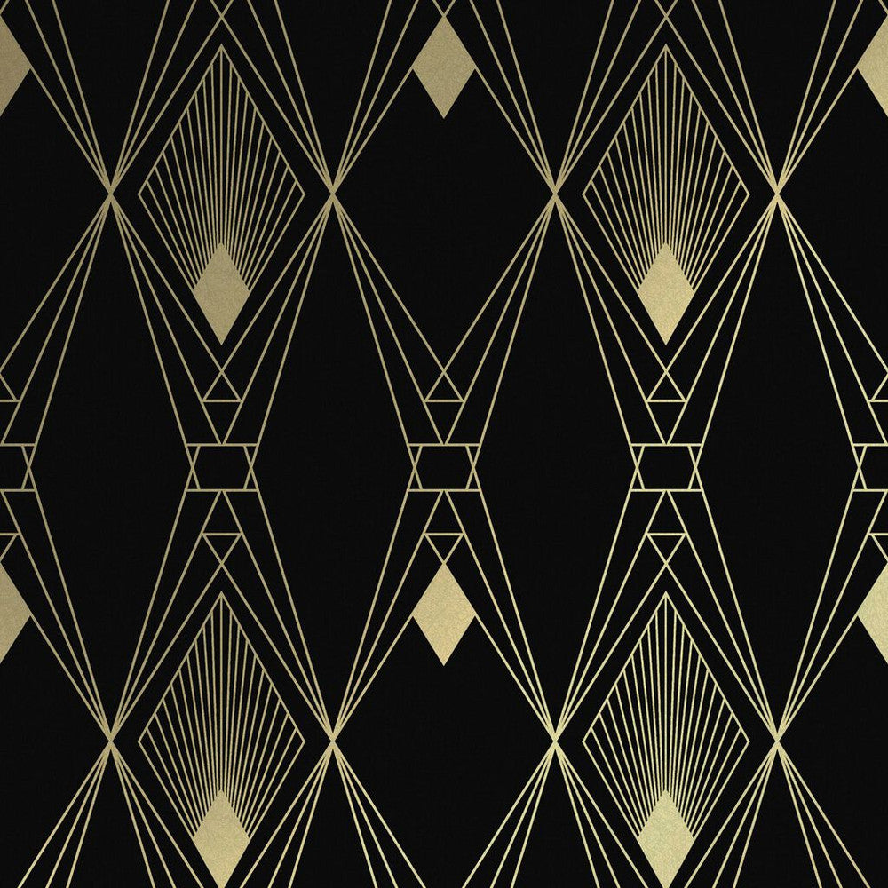 118313 - Deco Geometric Wallpaper - Black - Next