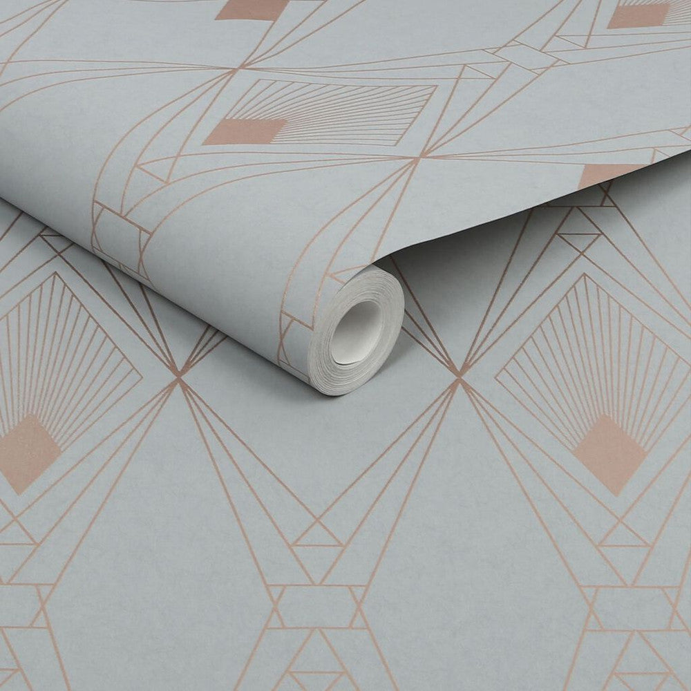 118314 - Deco Geometric Wallpaper - Grey - Next