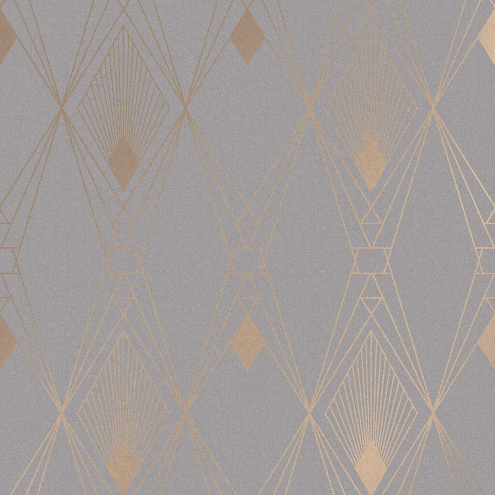 118314 - Deco Geometric Wallpaper - Grey - Next