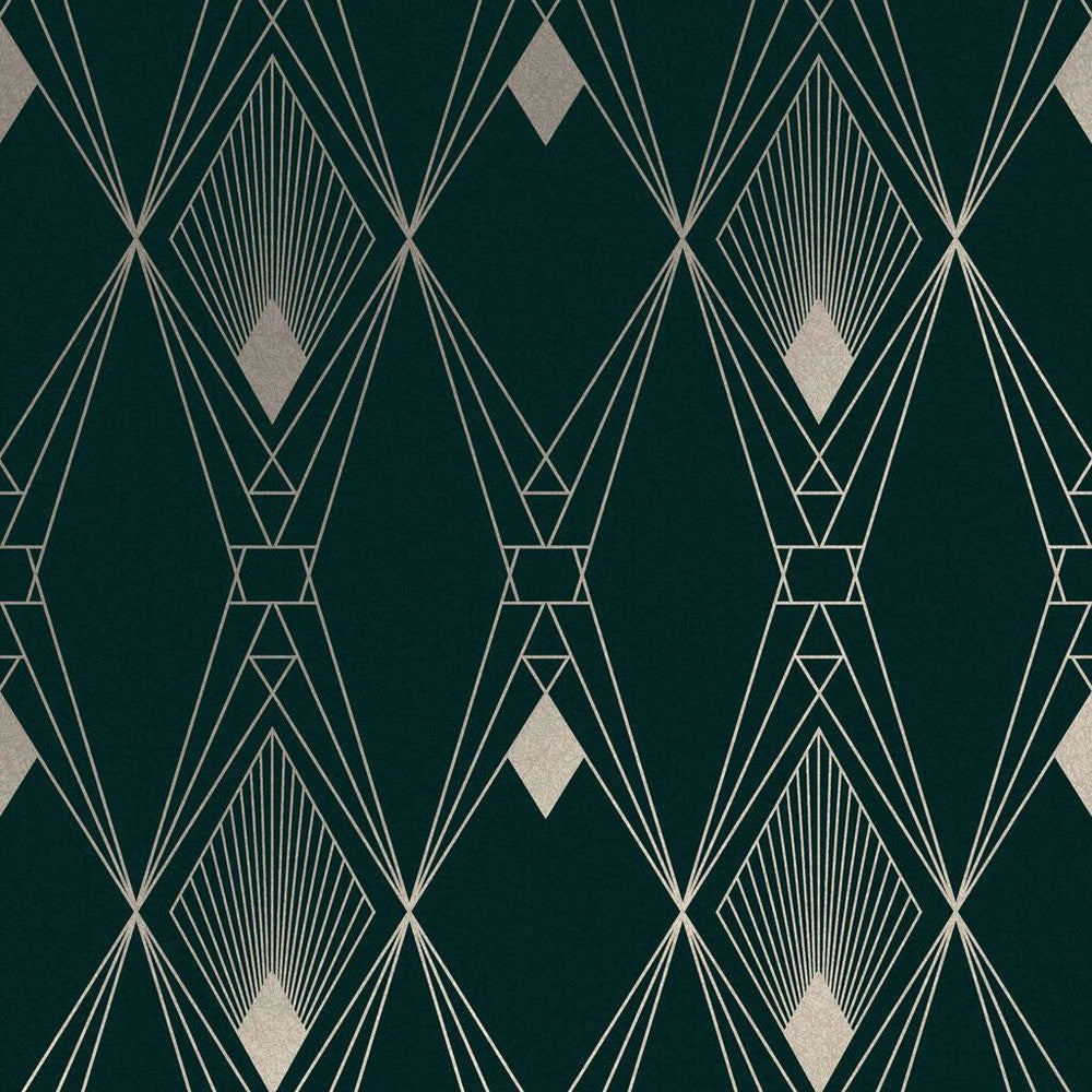 118315 - Deco Geometric Wallpaper - Teal - Next