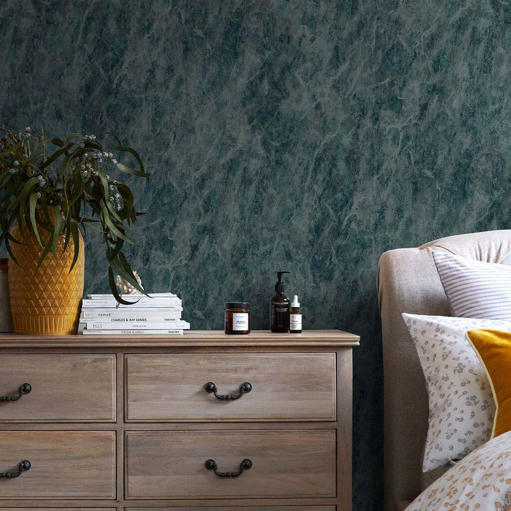118327 - Washed Marble Wallpaper - Blue - Next