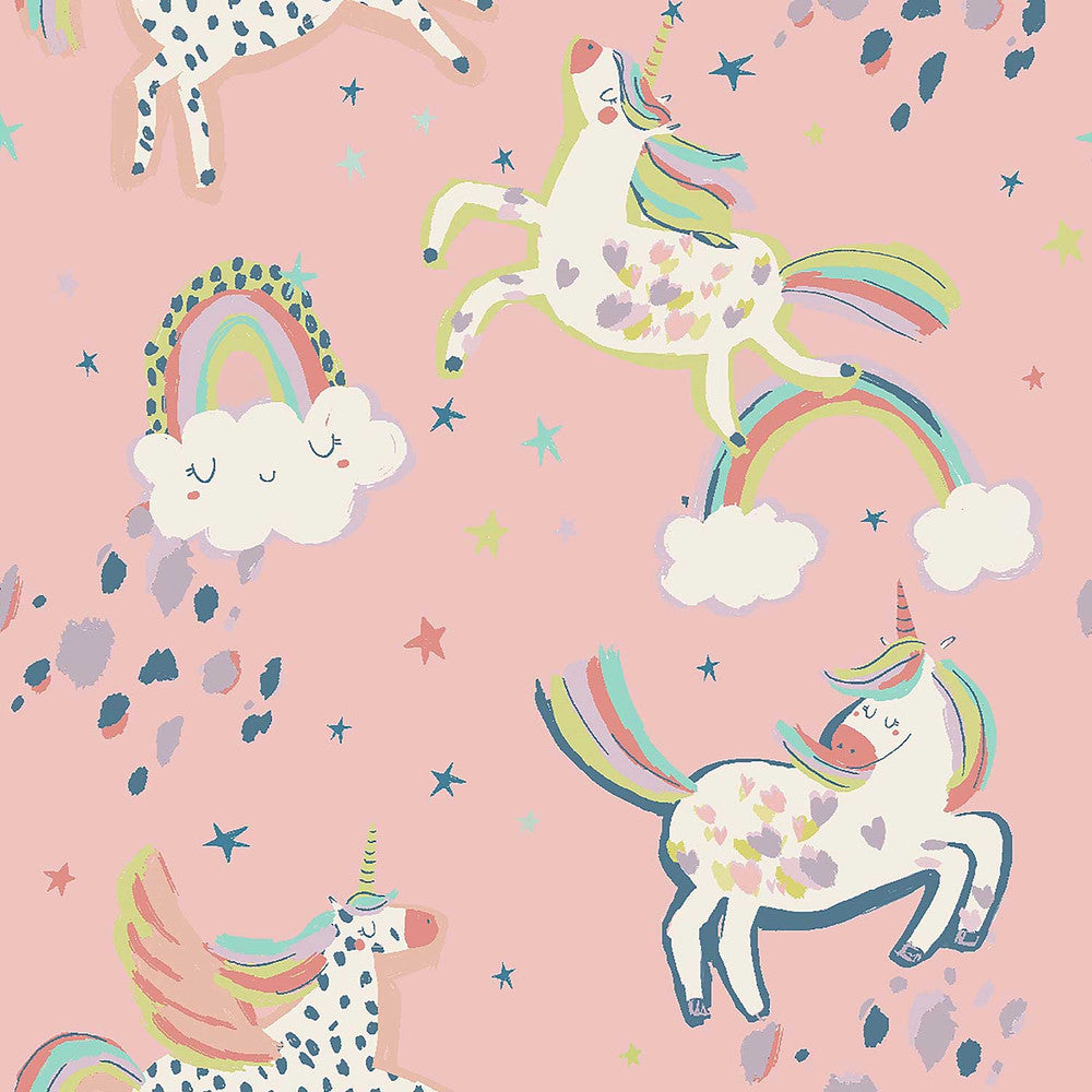 118328 - Party Unicorn Wallpaper - Pink - Next