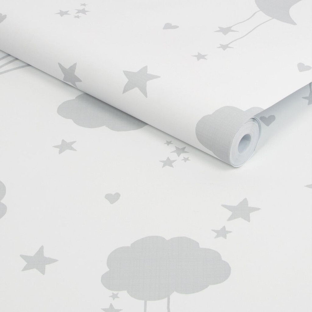 118332 - Moon & Stars Wallpaper - Grey - Next