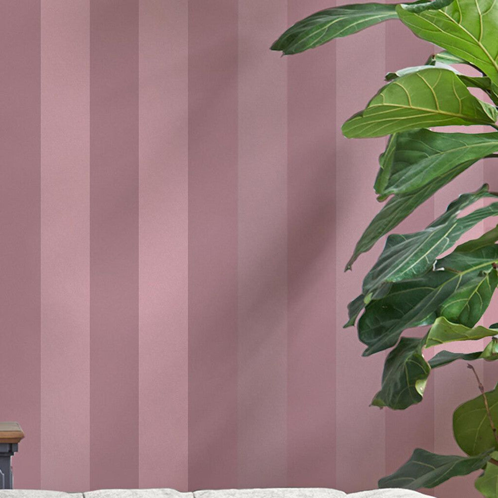 118477 - Lille Pearlescent Stripe Wallpaper - Mulberry Purple - Laura Ashley