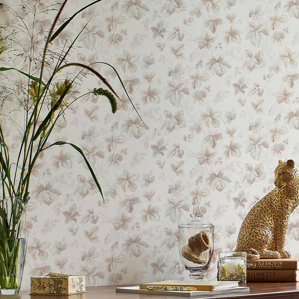 118481 - Autumn Leaves Wallpaper - Natural - Laura Ashley