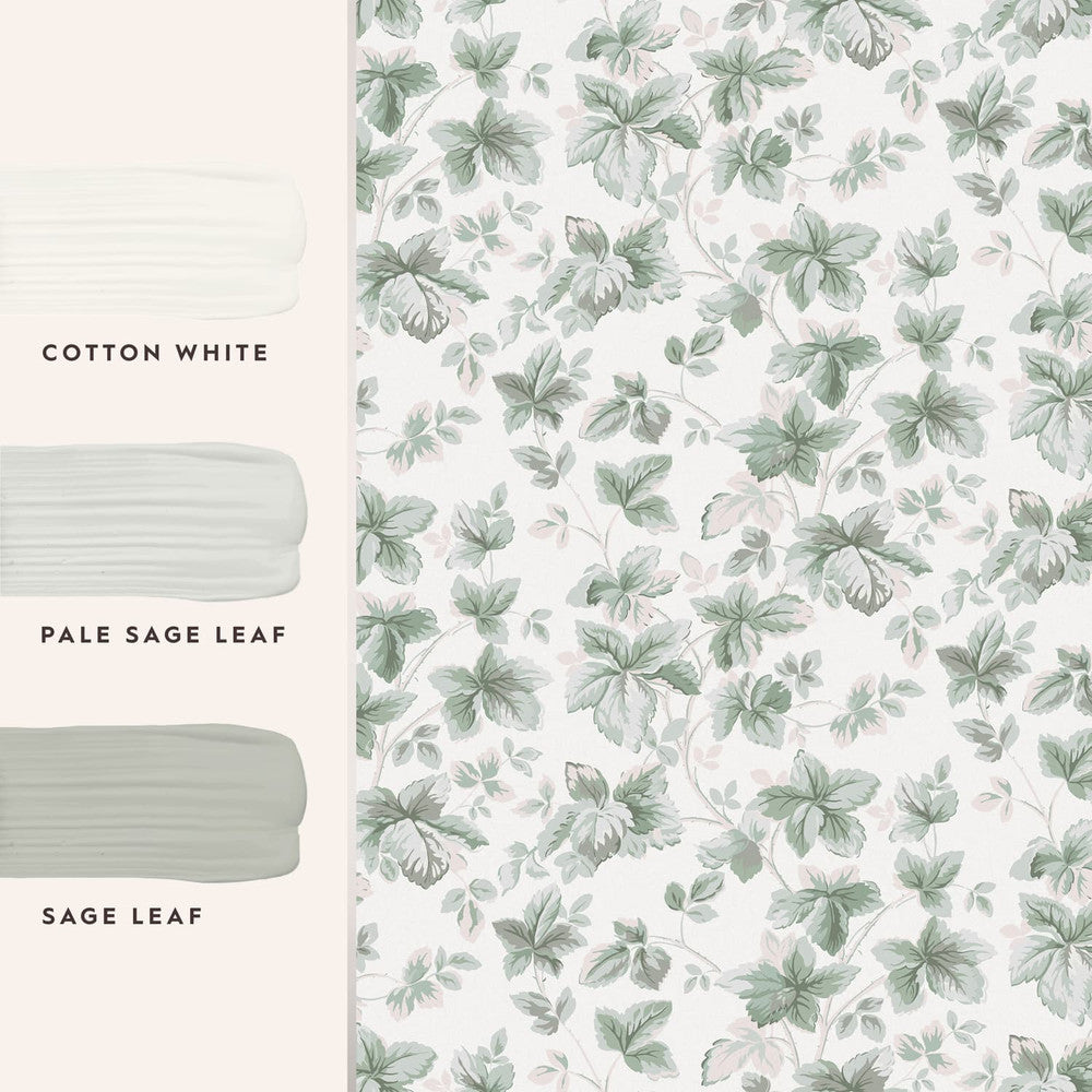 118482 - Autumn Leaves Wallpaper - Sage Green - Laura Ashley