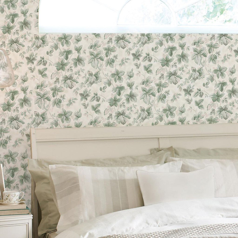 118482 - Autumn Leaves Wallpaper - Sage Green - Laura Ashley