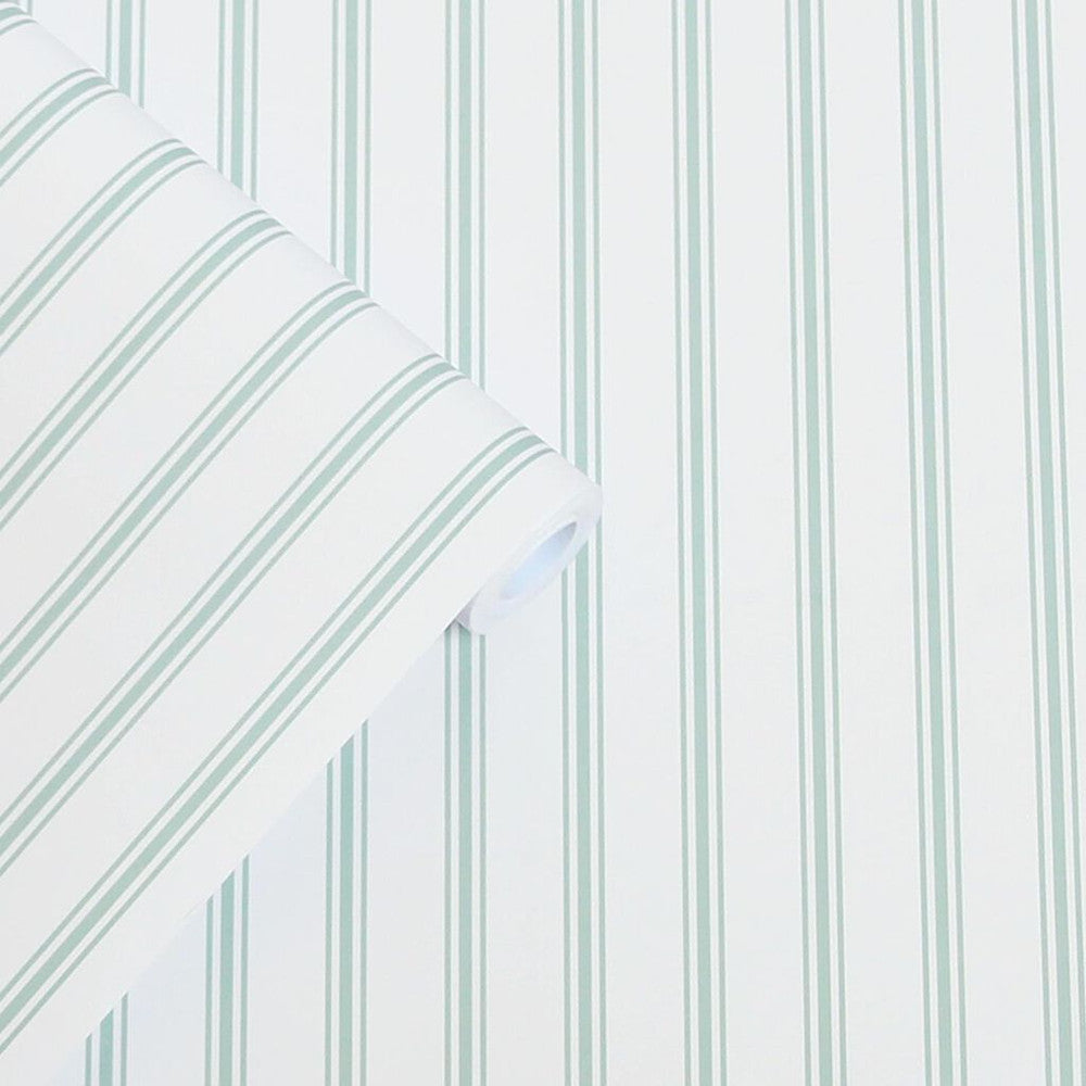 118483 - Farnworth Stripe Wallpaper - Sage Green - Laura Ashley