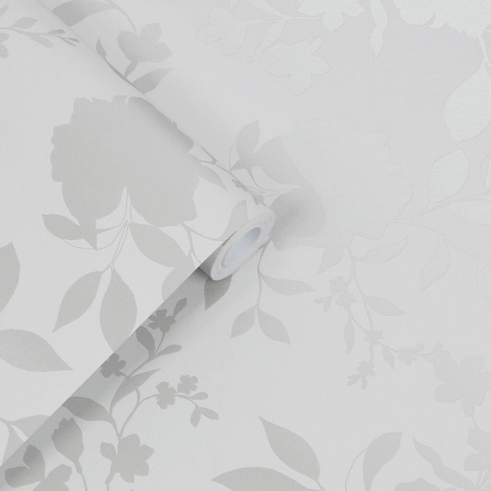 118485 - Westbourne Wallpaper - Silver - Laura Ashley