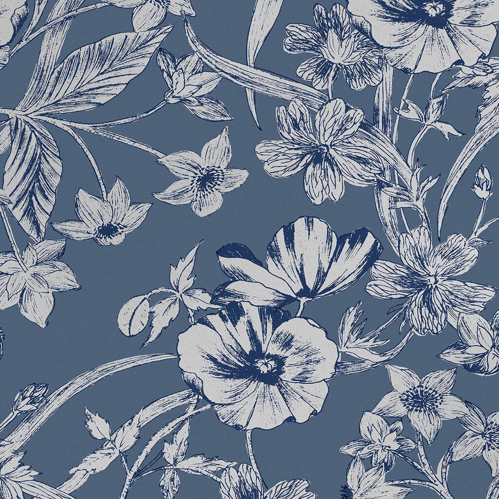 118486 - Summerhill Wallpaper - Midnight Blue - Laura Ashley
