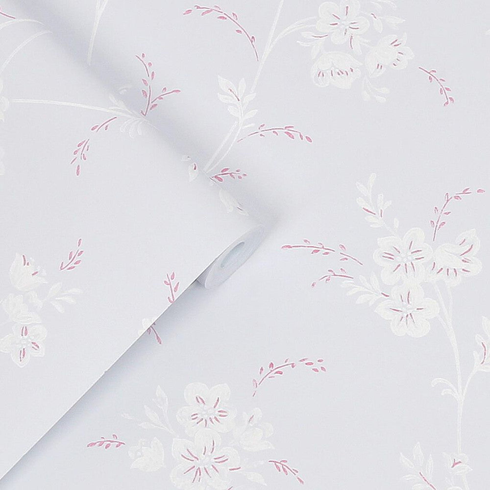 118493 - Eva Floral Wallpaper - Sugared Grey - Laura Ashley