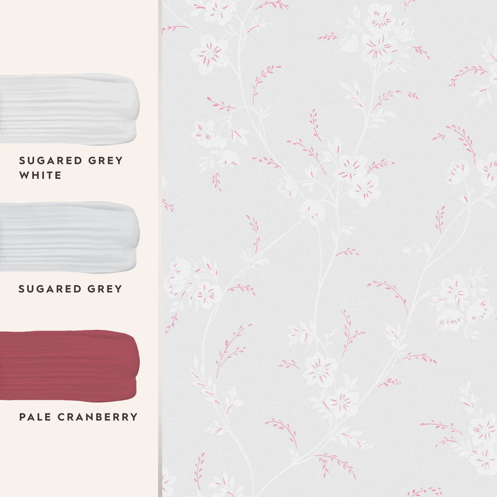 118493 - Eva Floral Wallpaper - Sugared Grey - Laura Ashley
