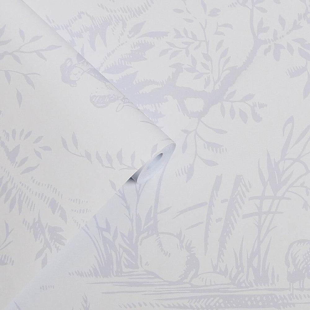 118495 - Toile de Jouy Wallpaper - Sugared Grey - Laura Ashley