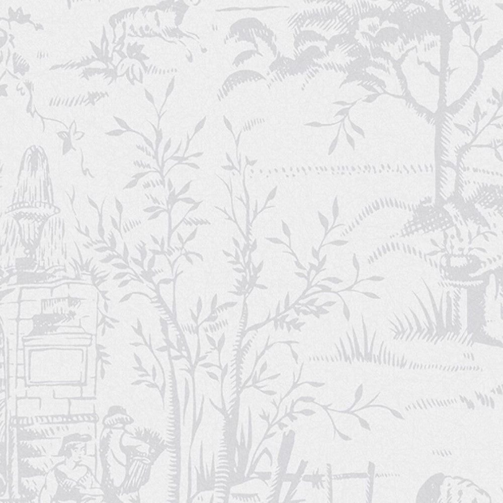 118495 - Toile de Jouy Wallpaper - Sugared Grey - Laura Ashley