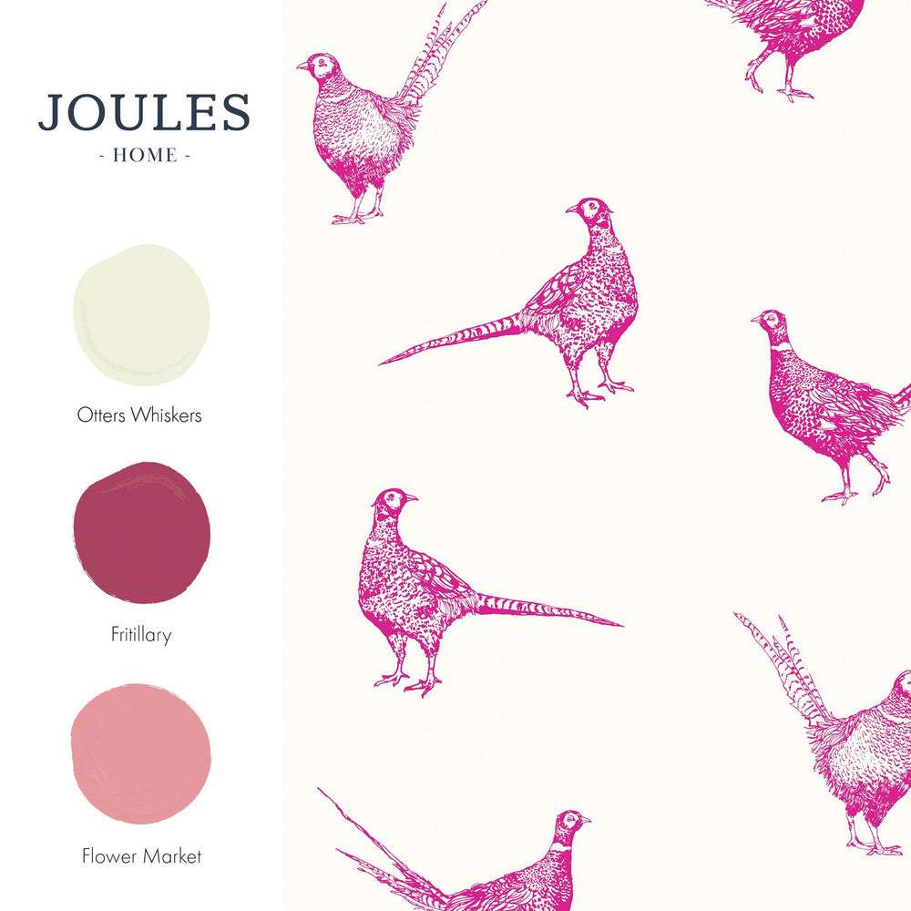 118551 - Flirty Pheasants Truly Wallpaper - Pink - Joules