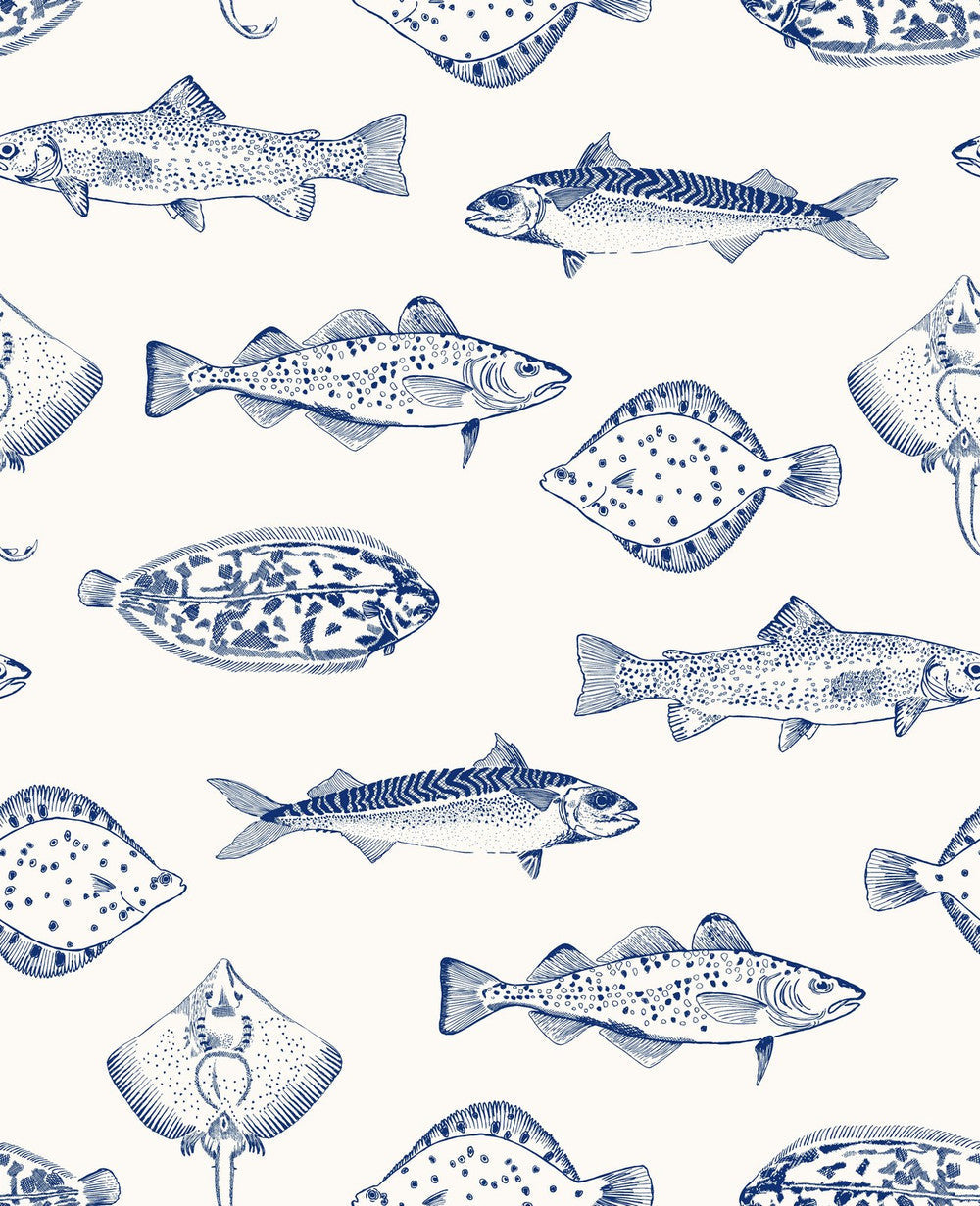 118554 - Name The Plaice Wallpaper - Coast Blue - Joules