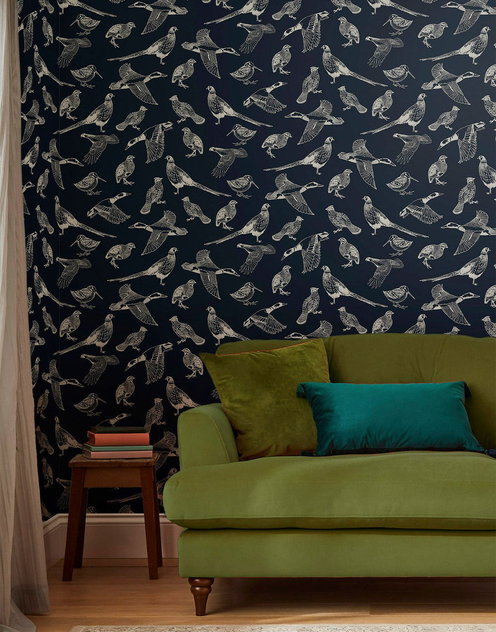 118555 - Hunting Birds Wallpaper - French Navy - Joules