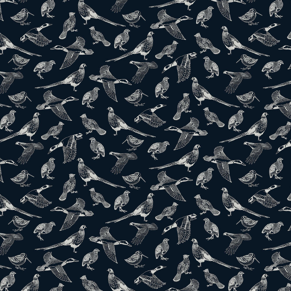118555 - Hunting Birds Wallpaper - French Navy - Joules