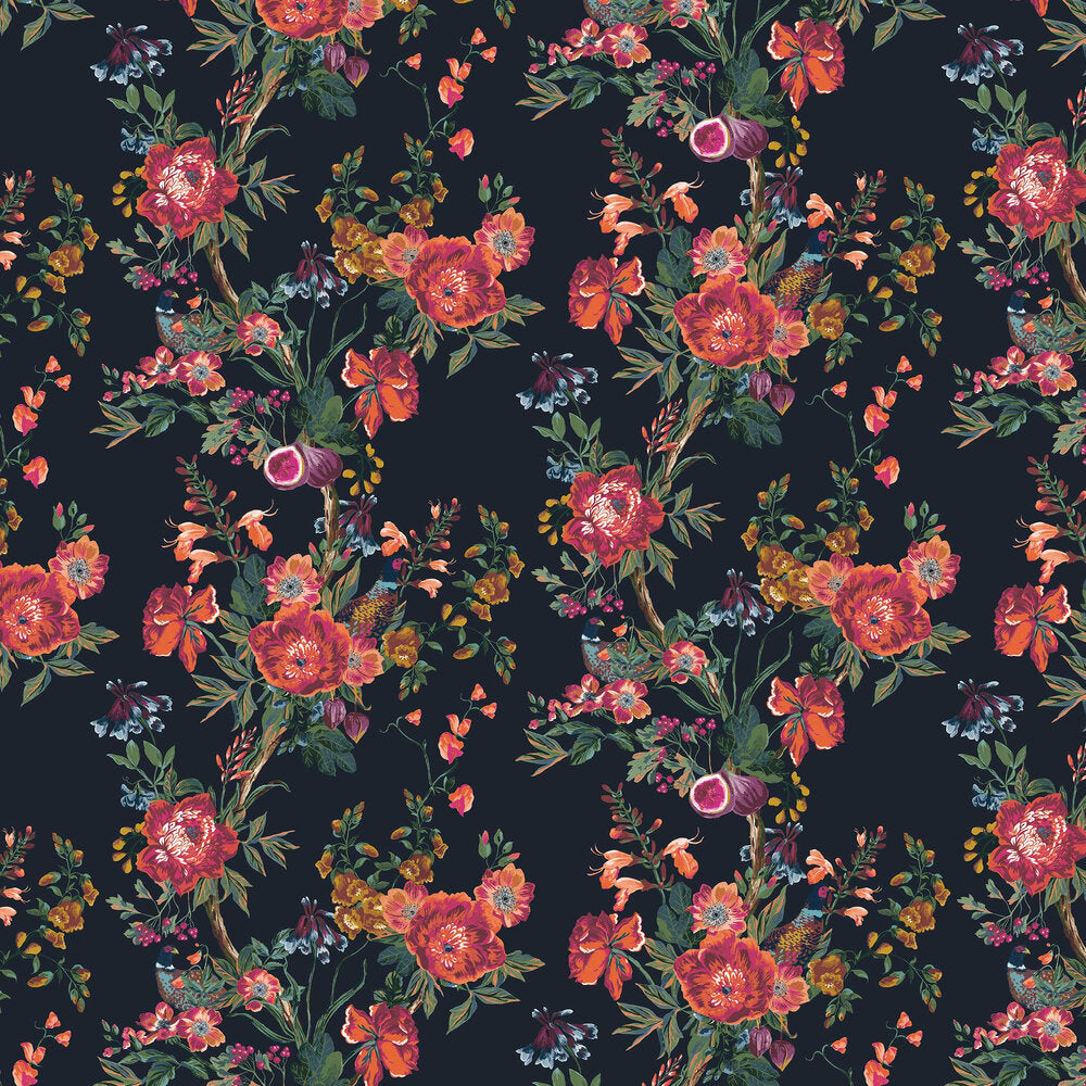 118557 - Forest Chinoiserie Wallpaper - French Navy - Joules