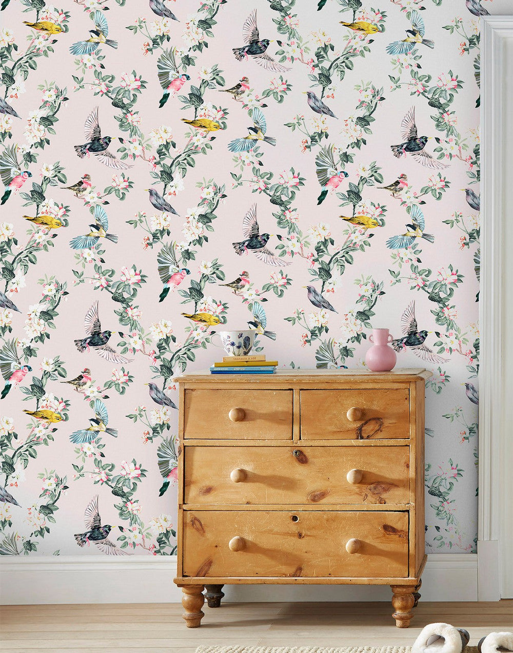 118562 - Handford Garden Birds Wallpaper - Antique Cream - Joules
