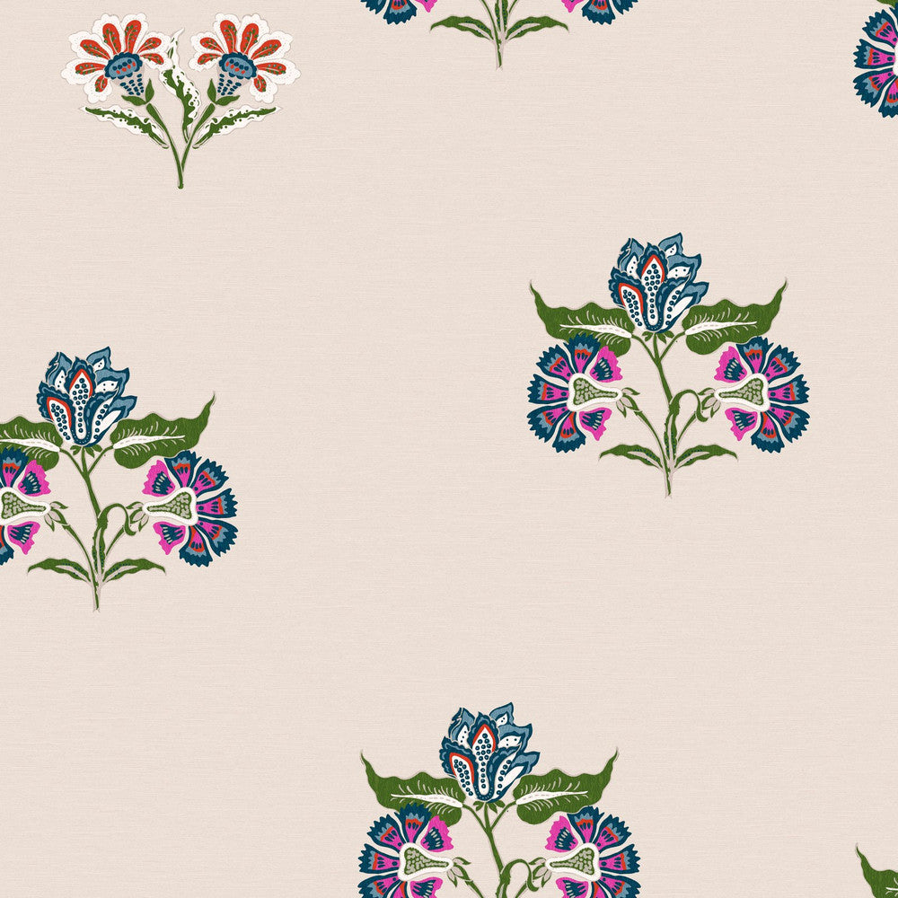 118574 - Indienne Block Print Dawn Wallpaper - Grey - Joules