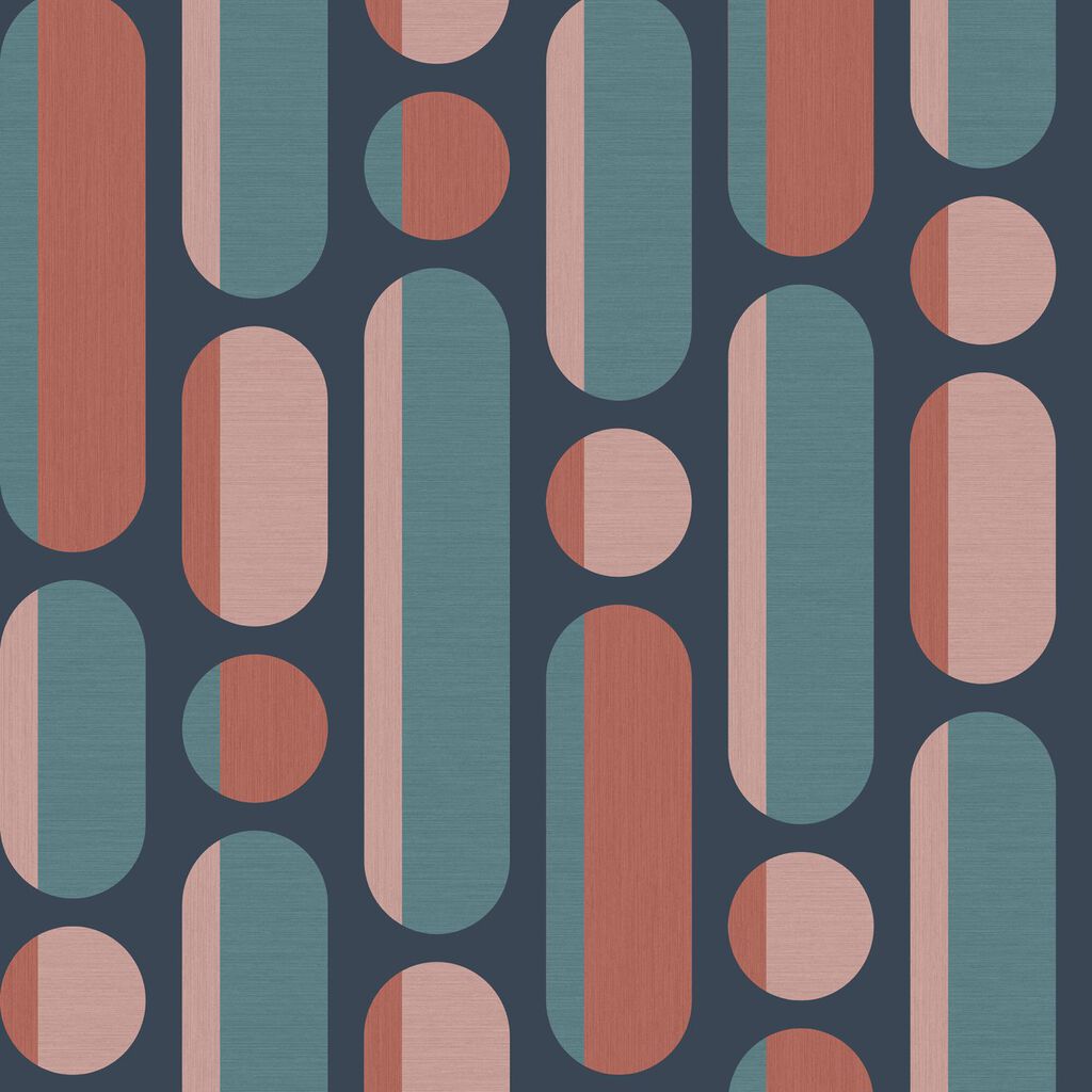 118611 - Morse Wallpaper - Coral & Navy - Envy
