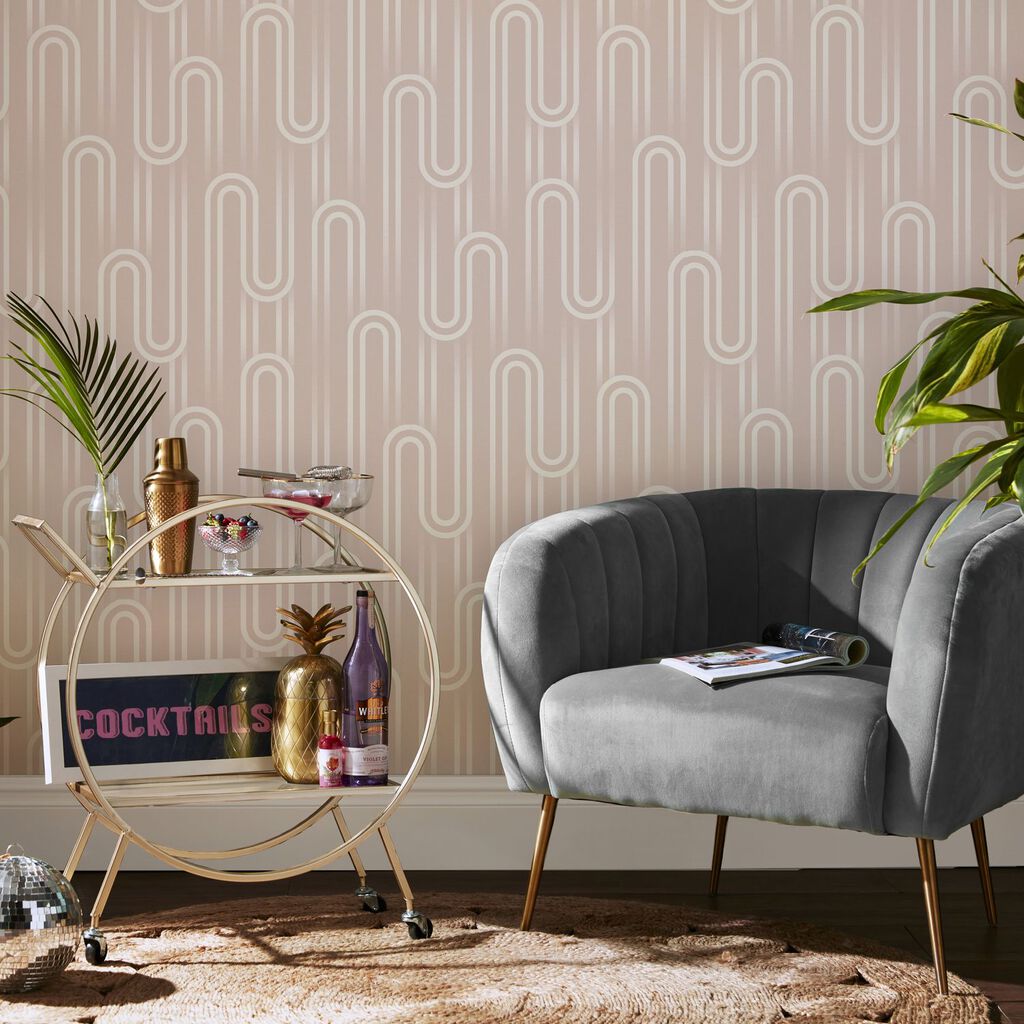 118617 - Ups n Downs Wallpaper - Peach - Envy
