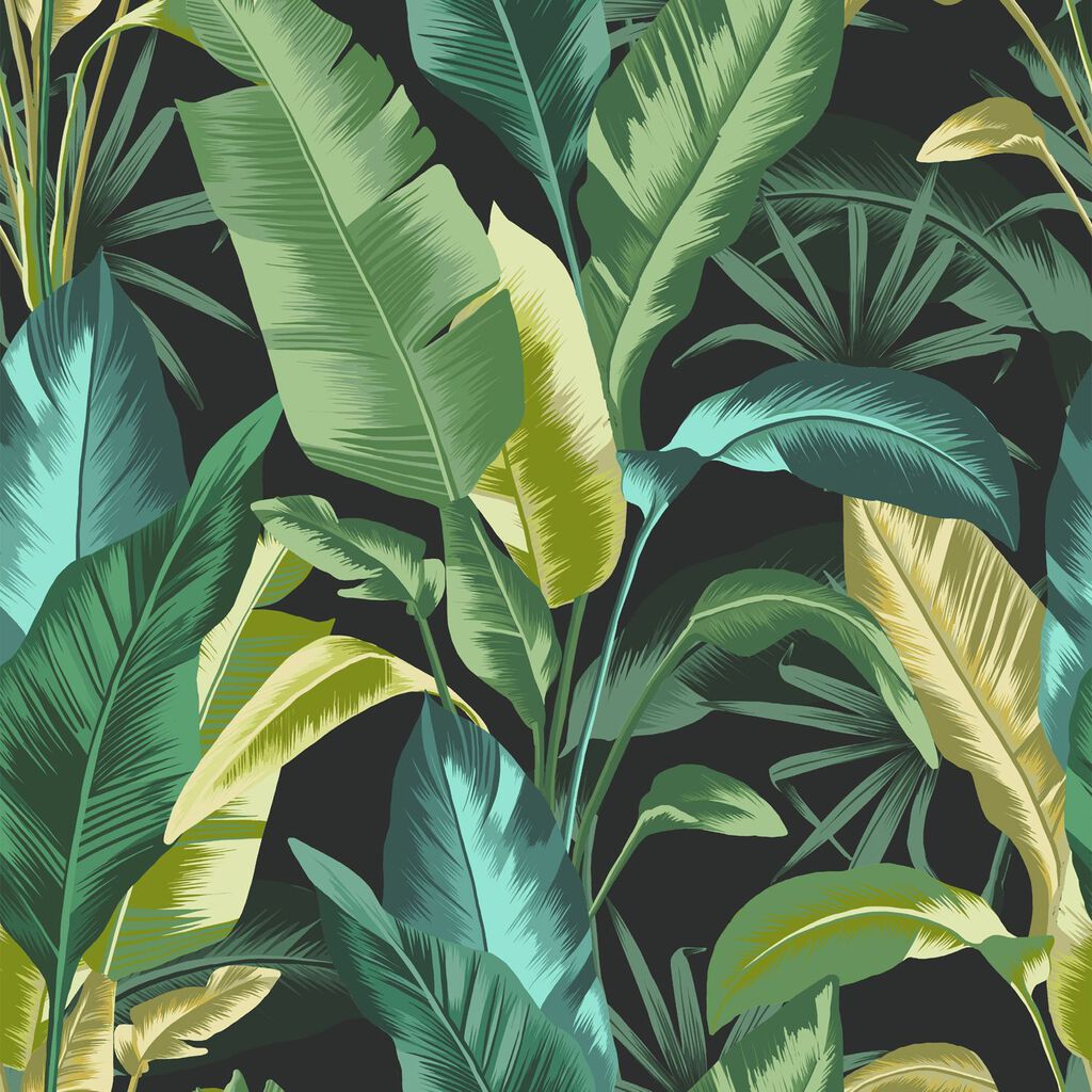 118721 - Leaf It Out Wallpaper - Midnight - Envy