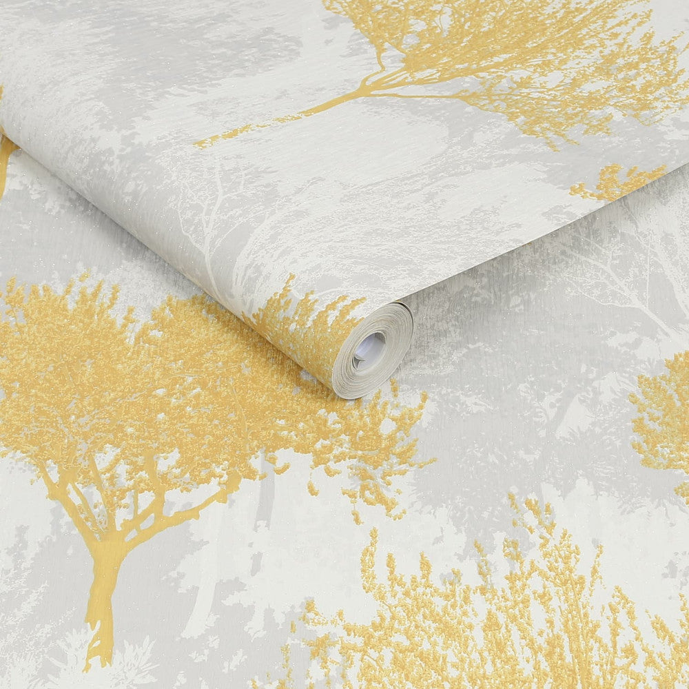 119561 - Birch Wallpaper - Mustard - Superfresco Easy