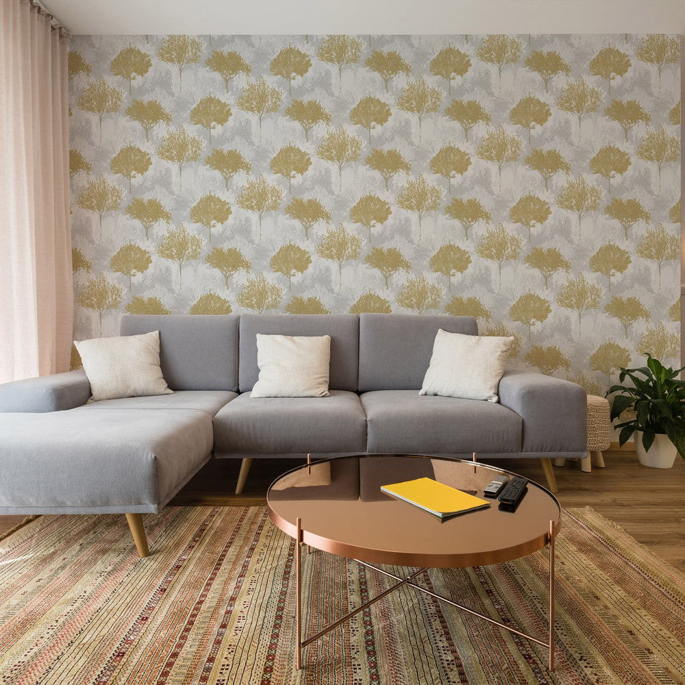 119561 - Birch Wallpaper - Mustard - Superfresco Easy