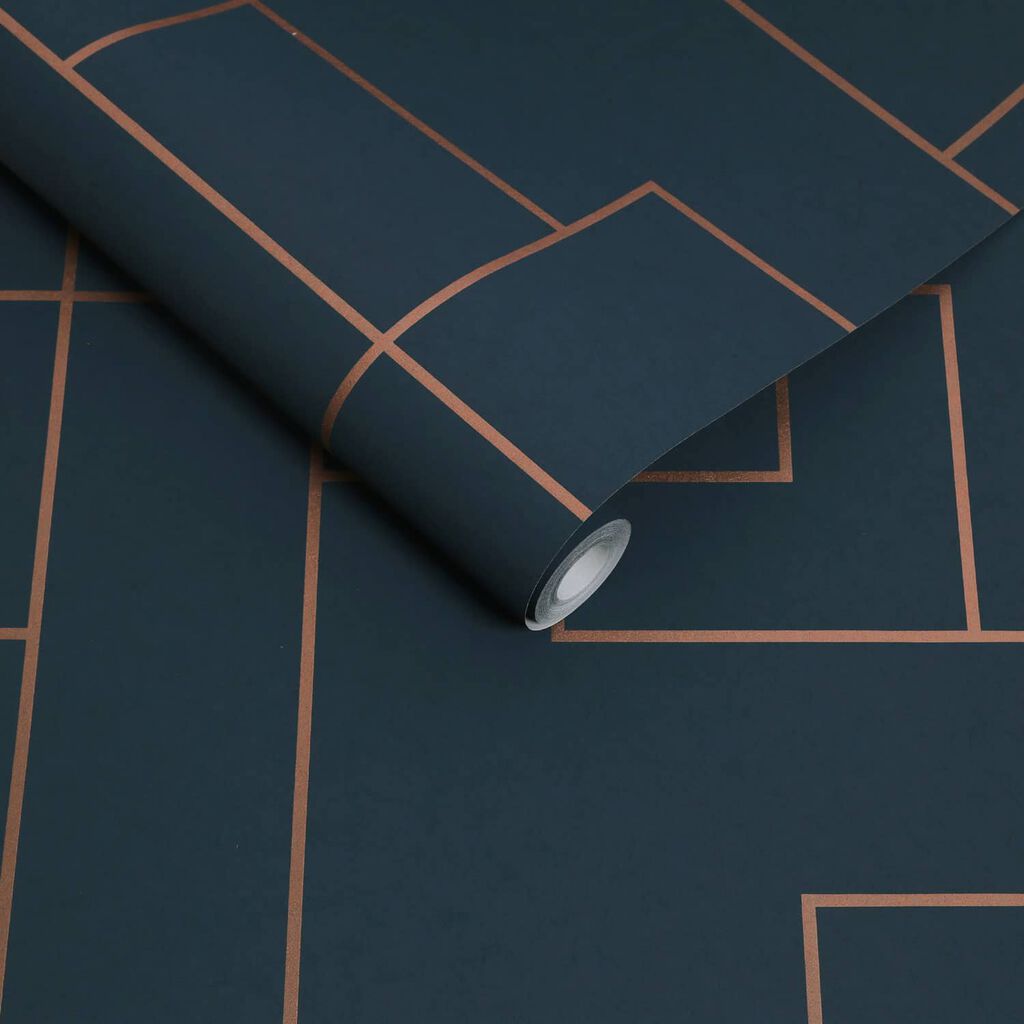119691 - Primo Wallpaper - Navy - Graham & Brown