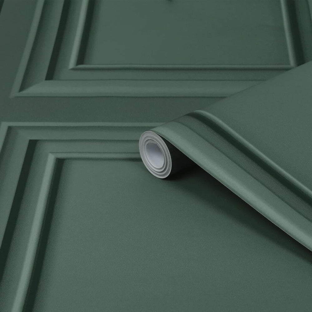 119844 - Redbrook Wood Panel Wallpaper - Fern Green - Laura Ashley