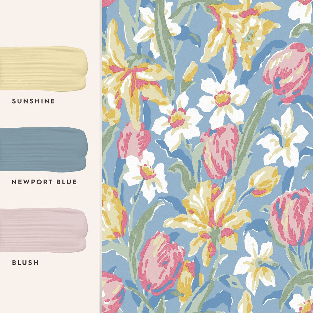 119847 - Tulips Wallpaper - China Blue - Laura Ashley