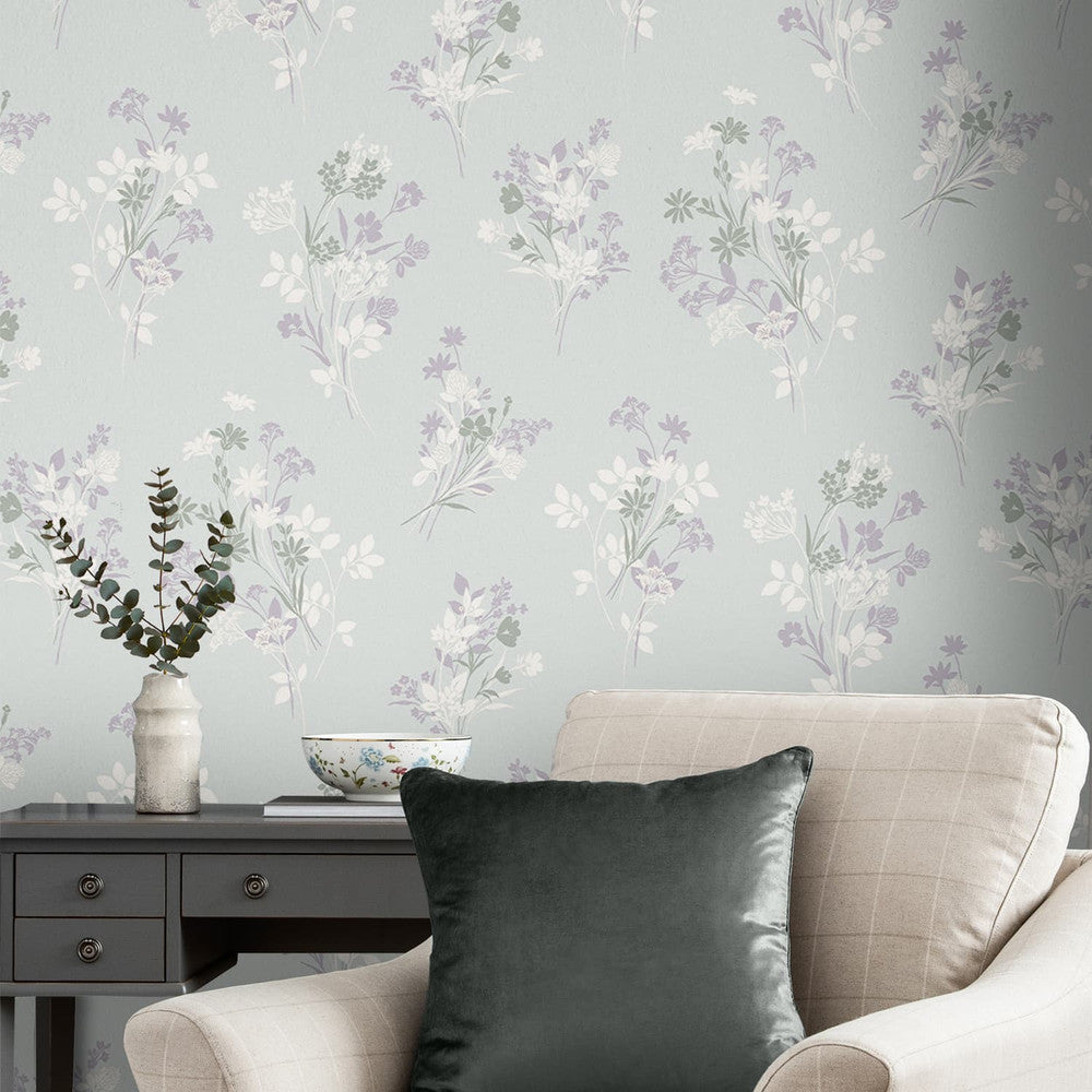 119857 - Igerna Wallpaper - Pale Duck Egg Blue - Laura Ashley