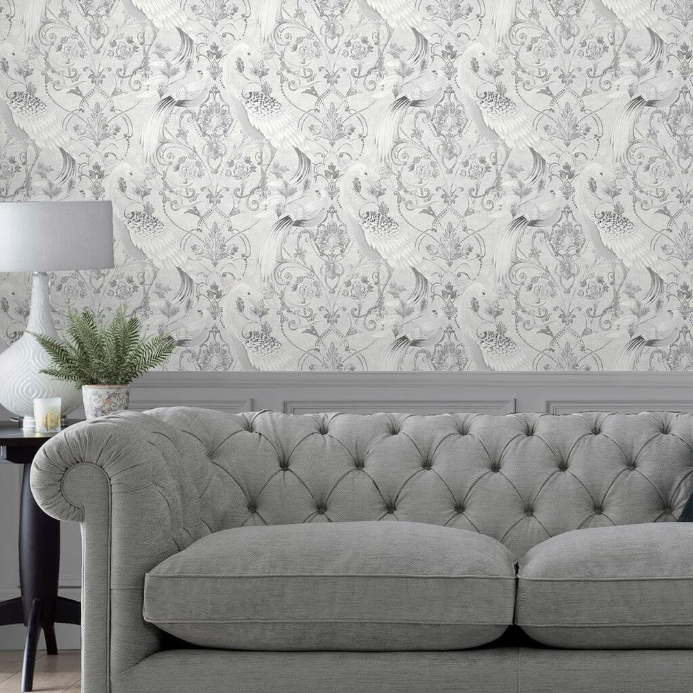 119868 - Tregaron Wallpaper - Silver - Laura Ashley