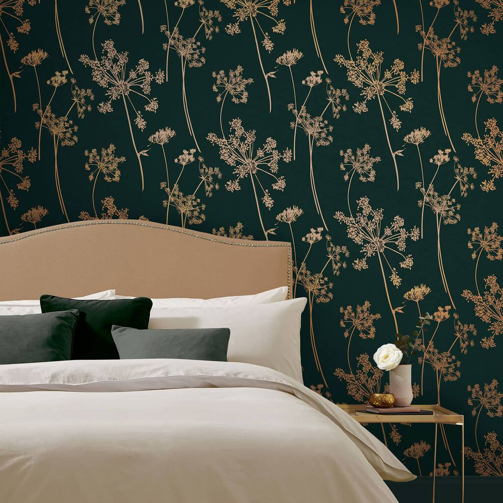 119881 - Anthriscus Wallpaper - Emerald - Graham & Brown