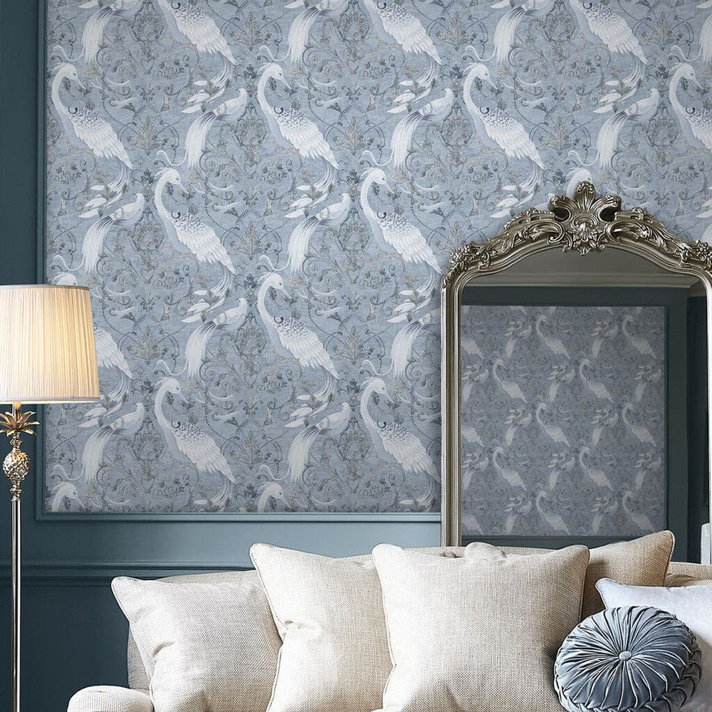 120132 - Tregaron Wallpaper - Midnight Blue - Laura Ashley